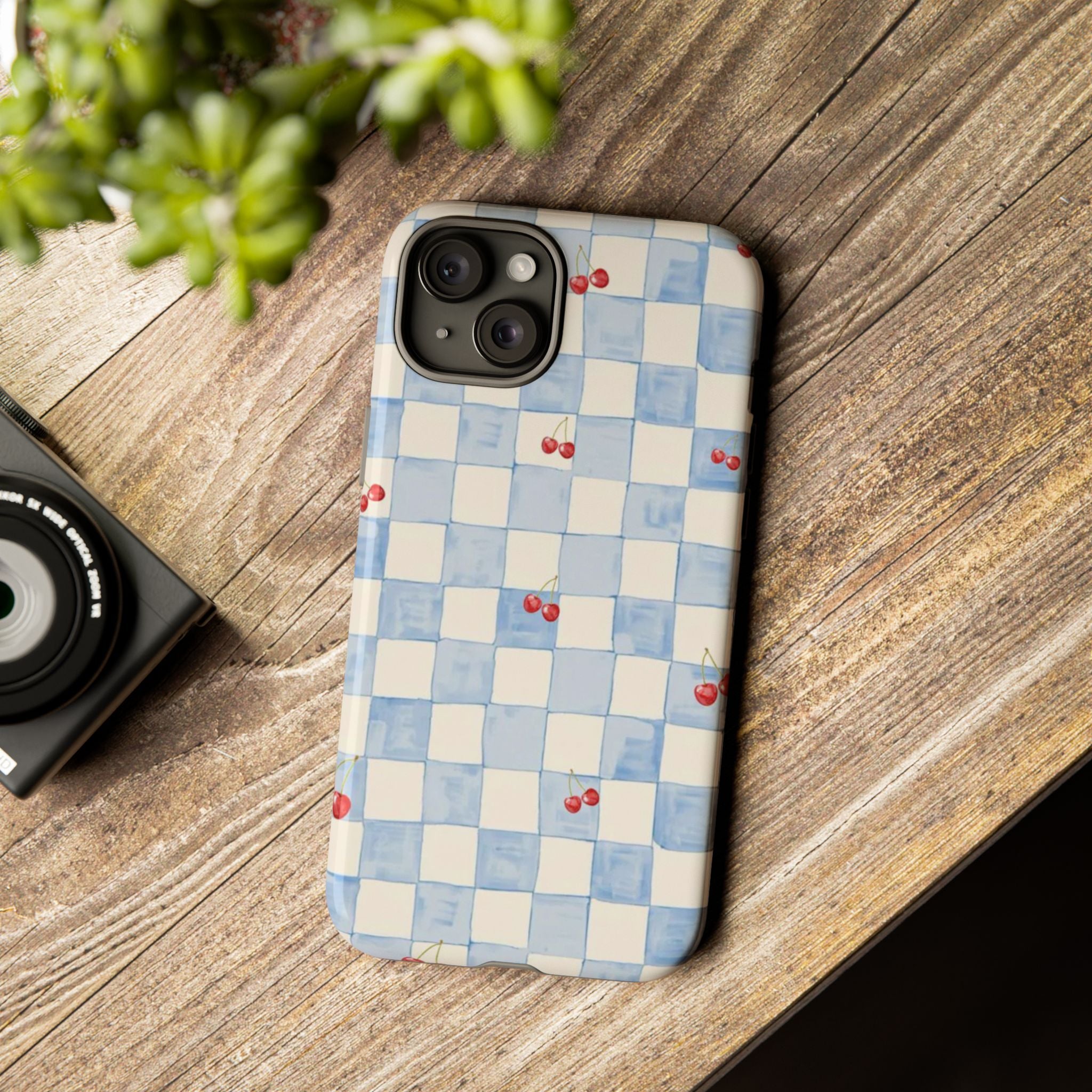 Cherry Check Tough Case  Available For All iPhone Models