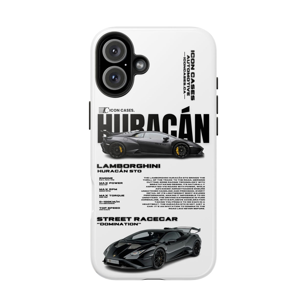 Lamborghini Huracan STO White Premium Tough Shining Phone Case (Double Layer) Available For All iPhone Models