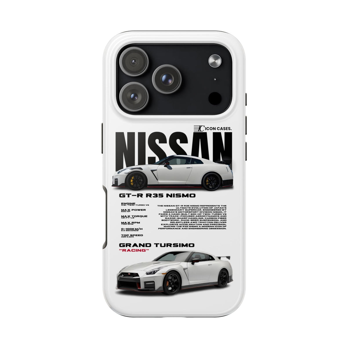 Nissan GT-R R35 White Premium Tough Shining Phone Case (Double Layer) Available For All iPhone Models