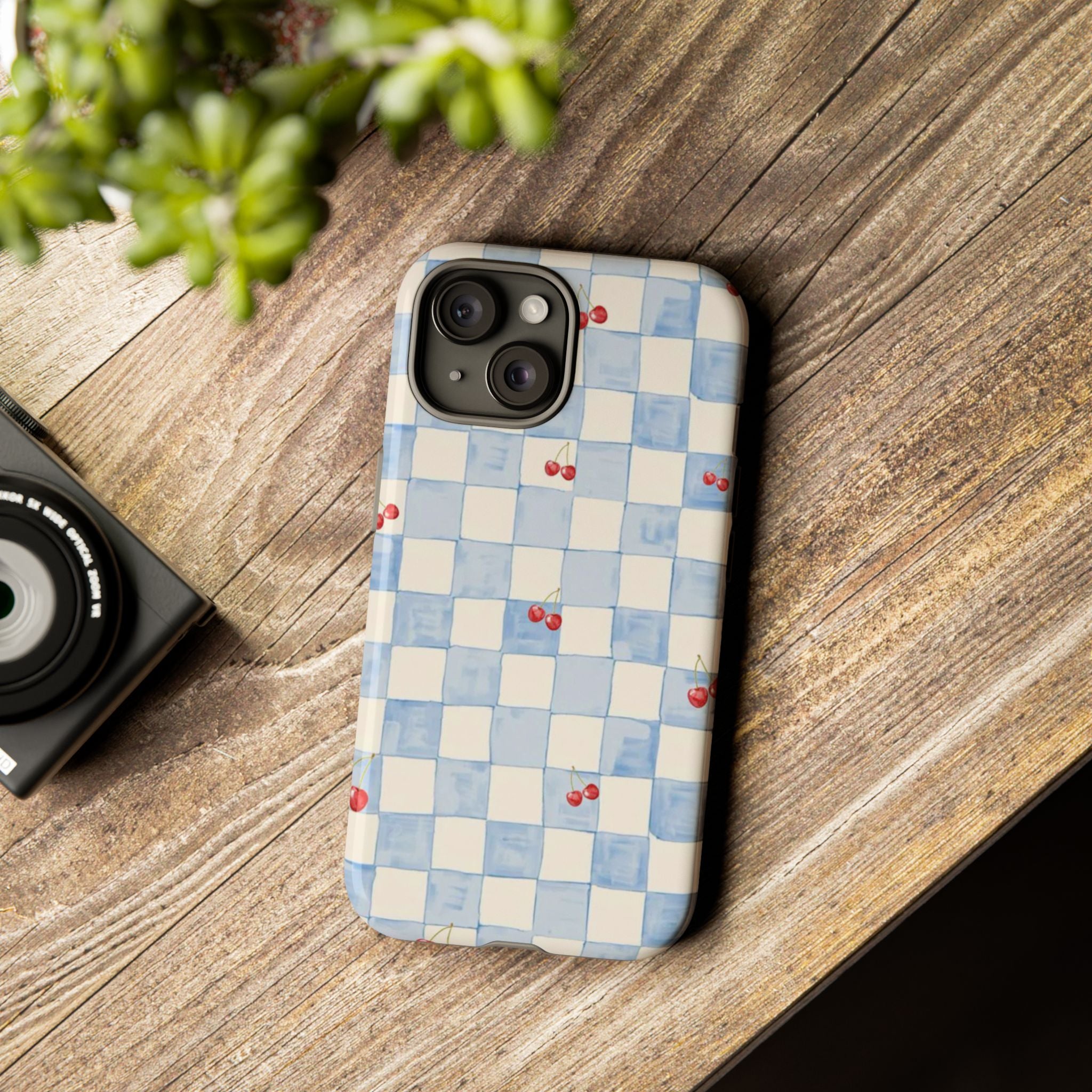 Cherry Check Tough Case  Available For All iPhone Models