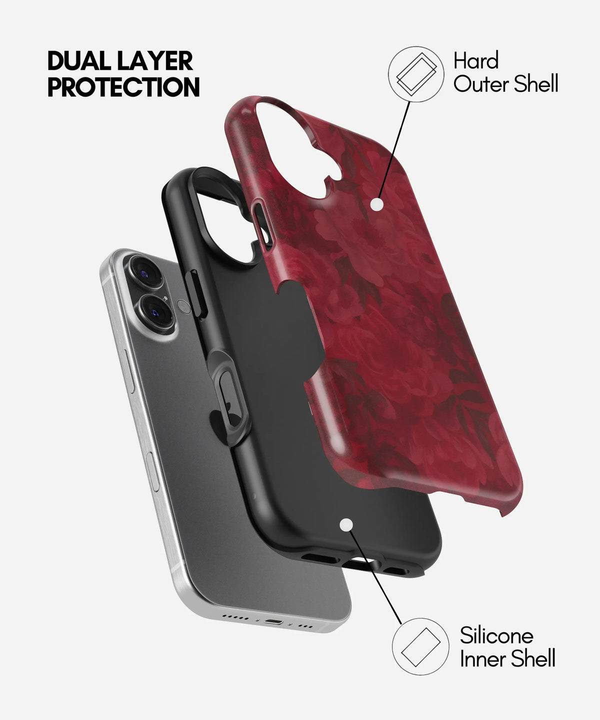 Crimson Bloom Premium Tough Shining Phone Case (Double Layer) Available For All iPhone Models