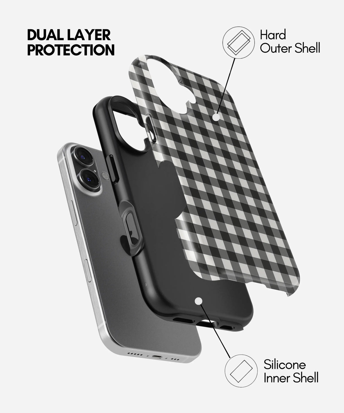 Monochrome Picnic Premium Tough Shining Phone Case (Double Layer) Available For All iPhone Models