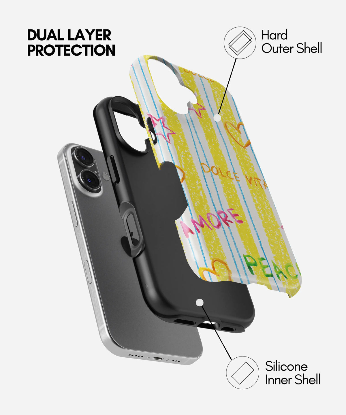 Amore Stripes Premium Tough Shining Phone Case (Double Layer) Available For All iPhone Models