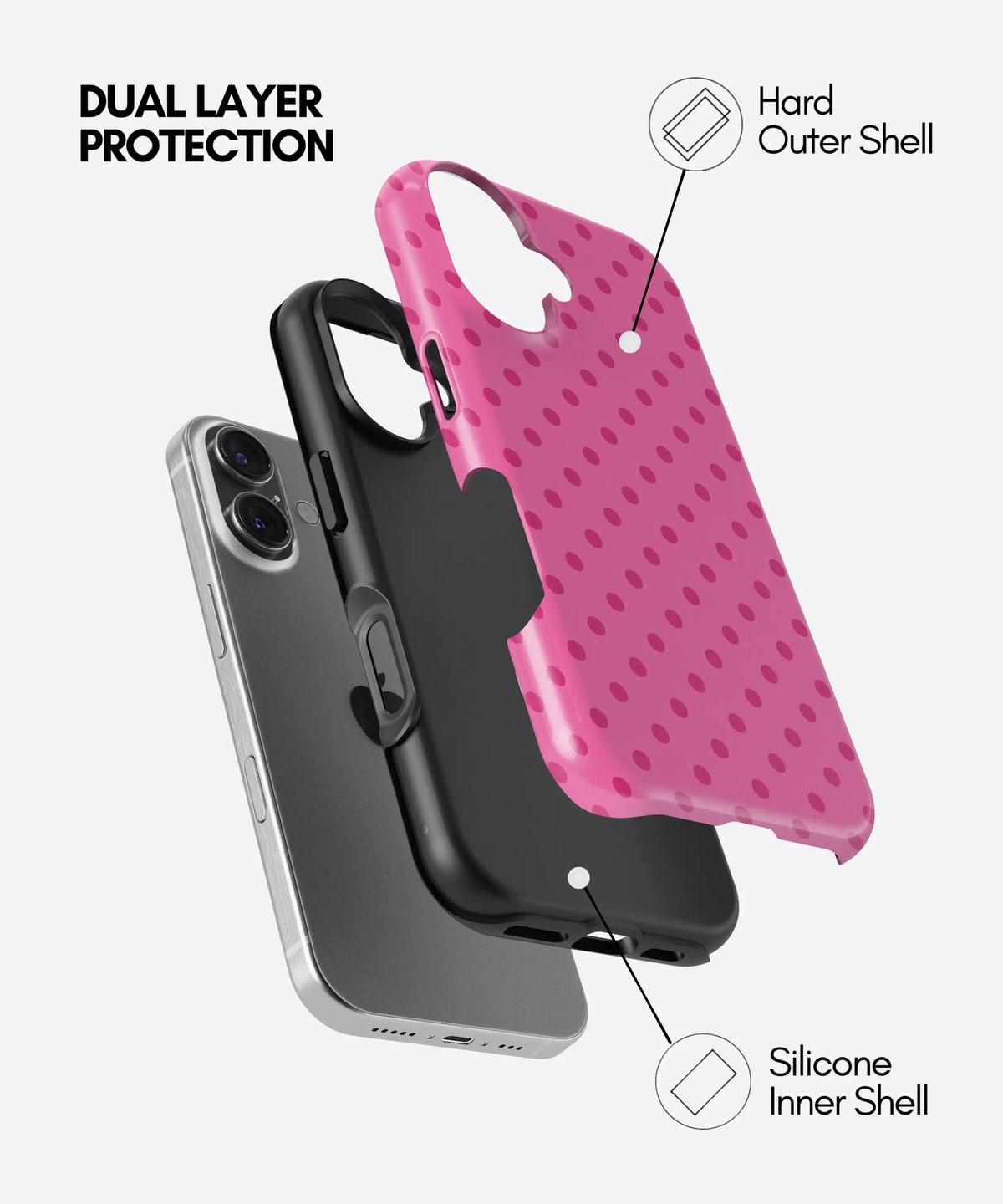 Color Pop Polka Premium Tough Shining Phone Case (Double Layer) Available For All iPhone Models