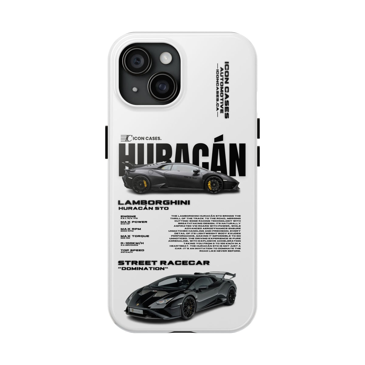 Lamborghini Huracan STO White Premium Tough Shining Phone Case (Double Layer) Available For All iPhone Models