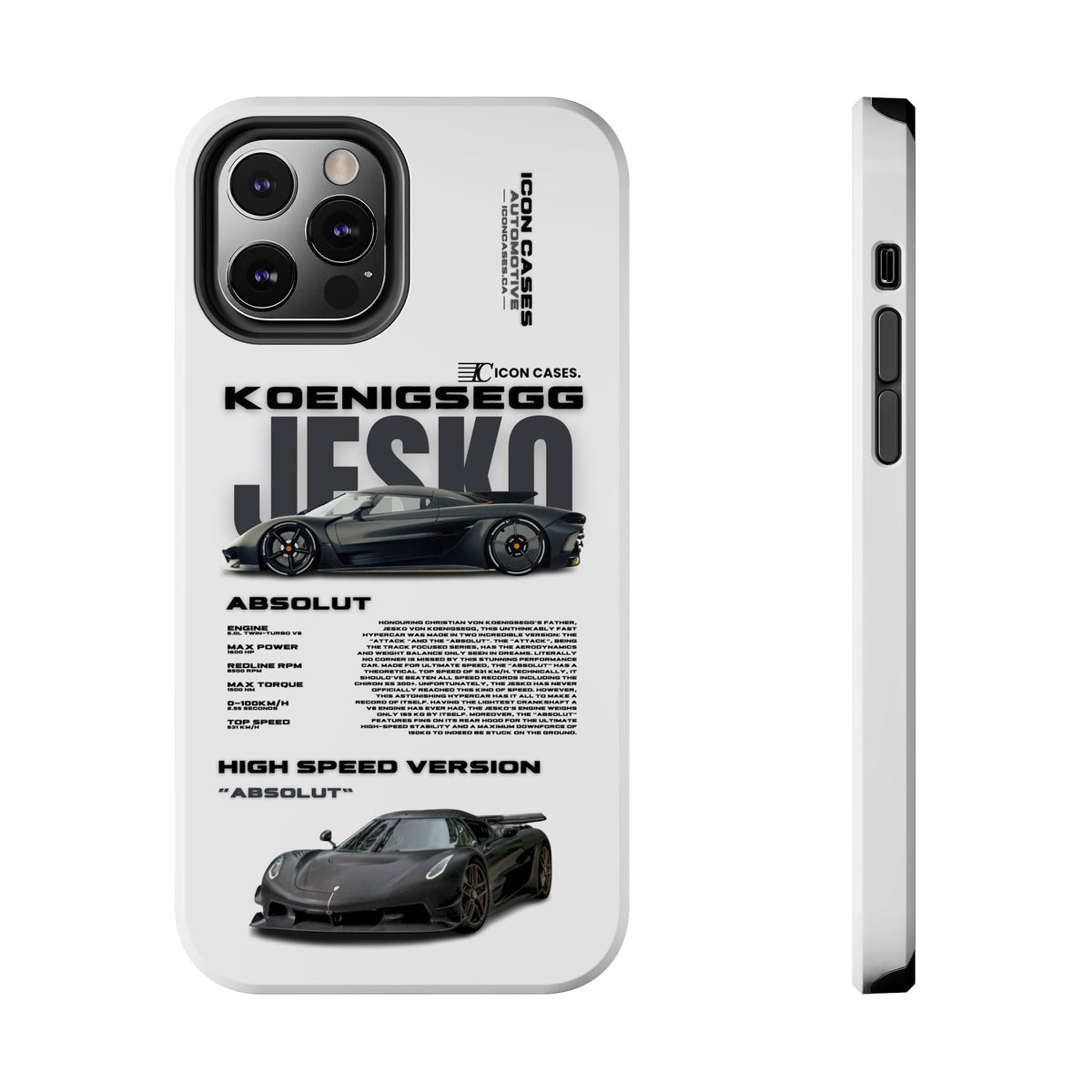 Koenigsegg Jesko White Premium Tough Shining Phone Case (Double Layer) Available For All iPhone Models