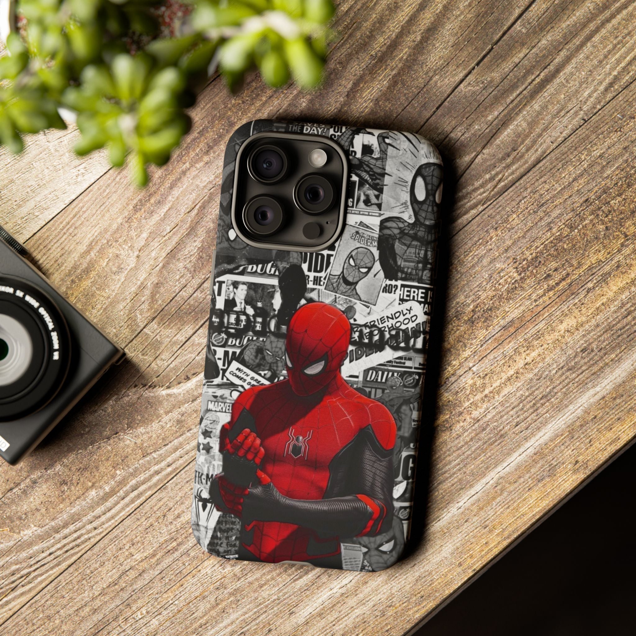 Red Mask Collage Premium Tough Shining Phone Case (Double Layer) Available For All iPhone Models