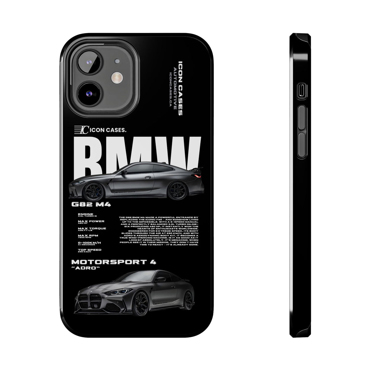 BMW M4 (G82) Black Premium Tough Shining Phone Case (Double Layer) Available For All iPhone Models