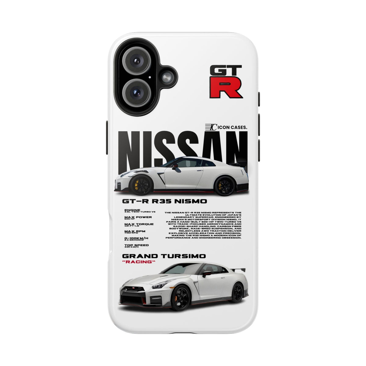 Nissan GT-R R35 White Premium Tough Shining Phone Case (Double Layer) Available For All iPhone Models