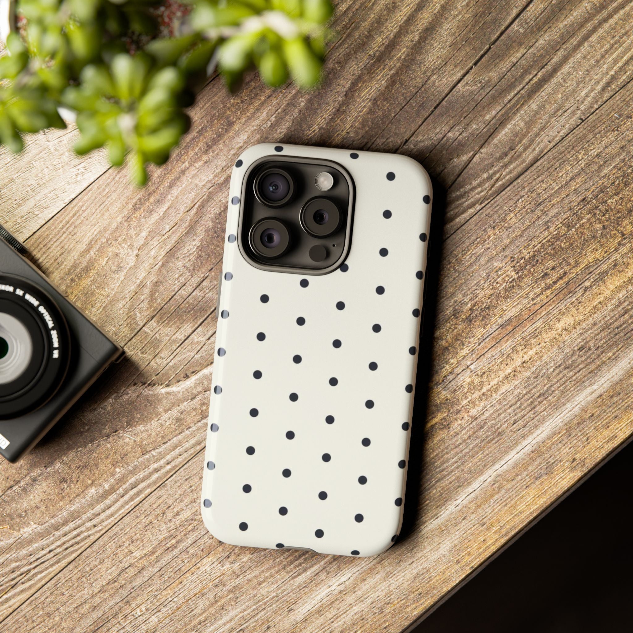 White Polka Dots Tough Case  Available For All iPhone Models