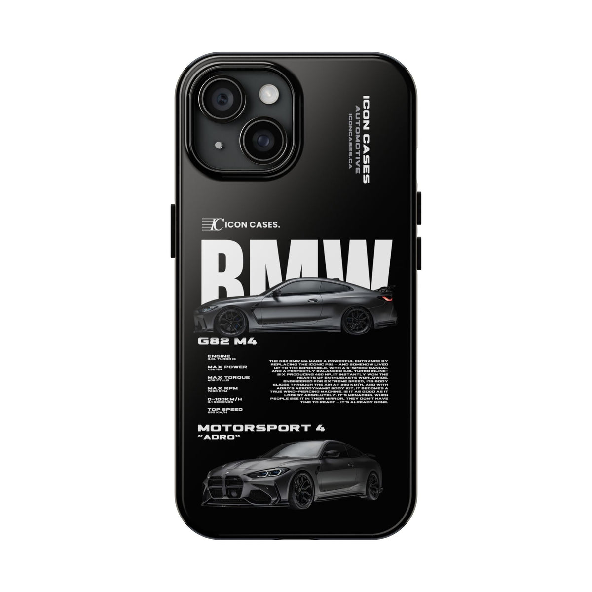 BMW M4 (G82) Black Premium Tough Shining Phone Case (Double Layer) Available For All iPhone Models