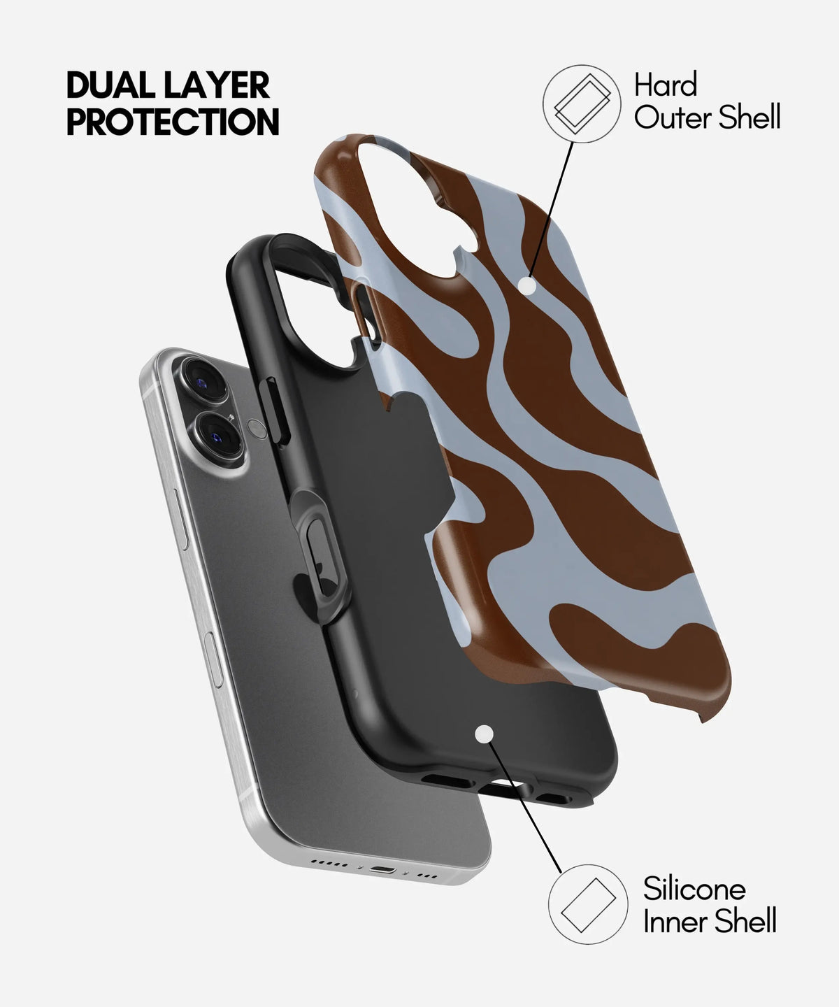 Mocha Melt Waves Premium Tough Shining Phone Case (Double Layer) Available For All iPhone Models