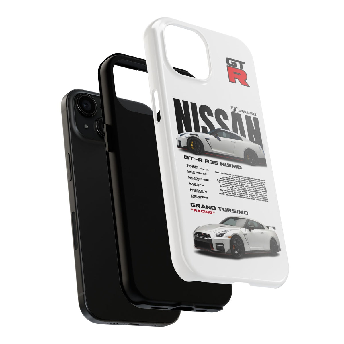 Nissan GT-R R35 White Premium Tough Shining Phone Case (Double Layer) Available For All iPhone Models