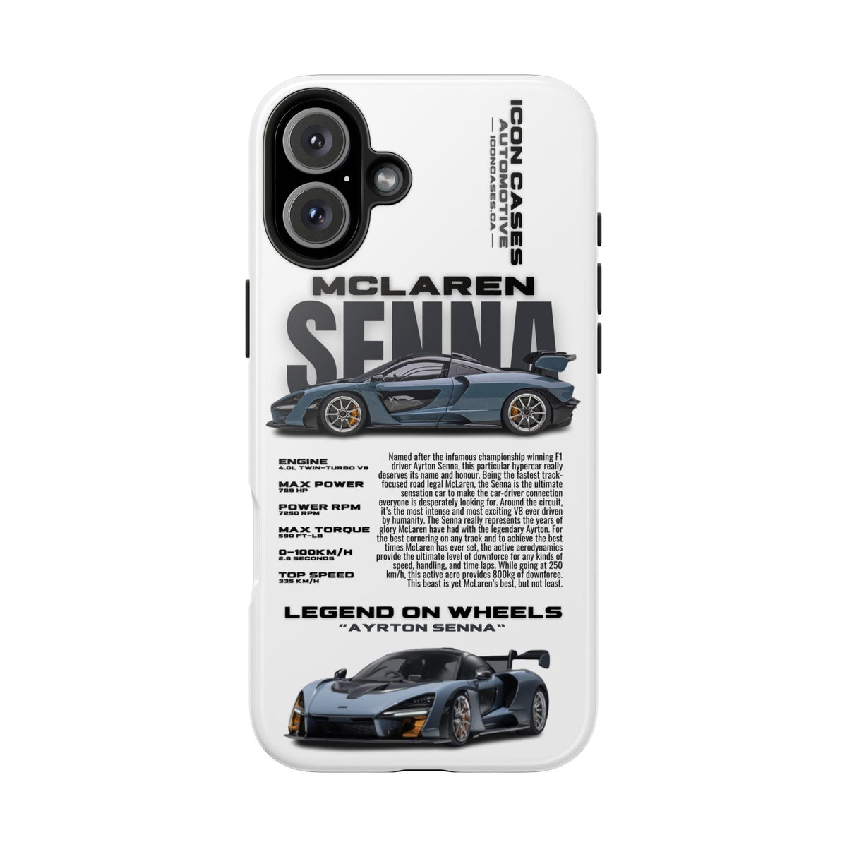McLaren Senna White Premium Tough Shining Phone Case (Double Layer) Available For All iPhone Models