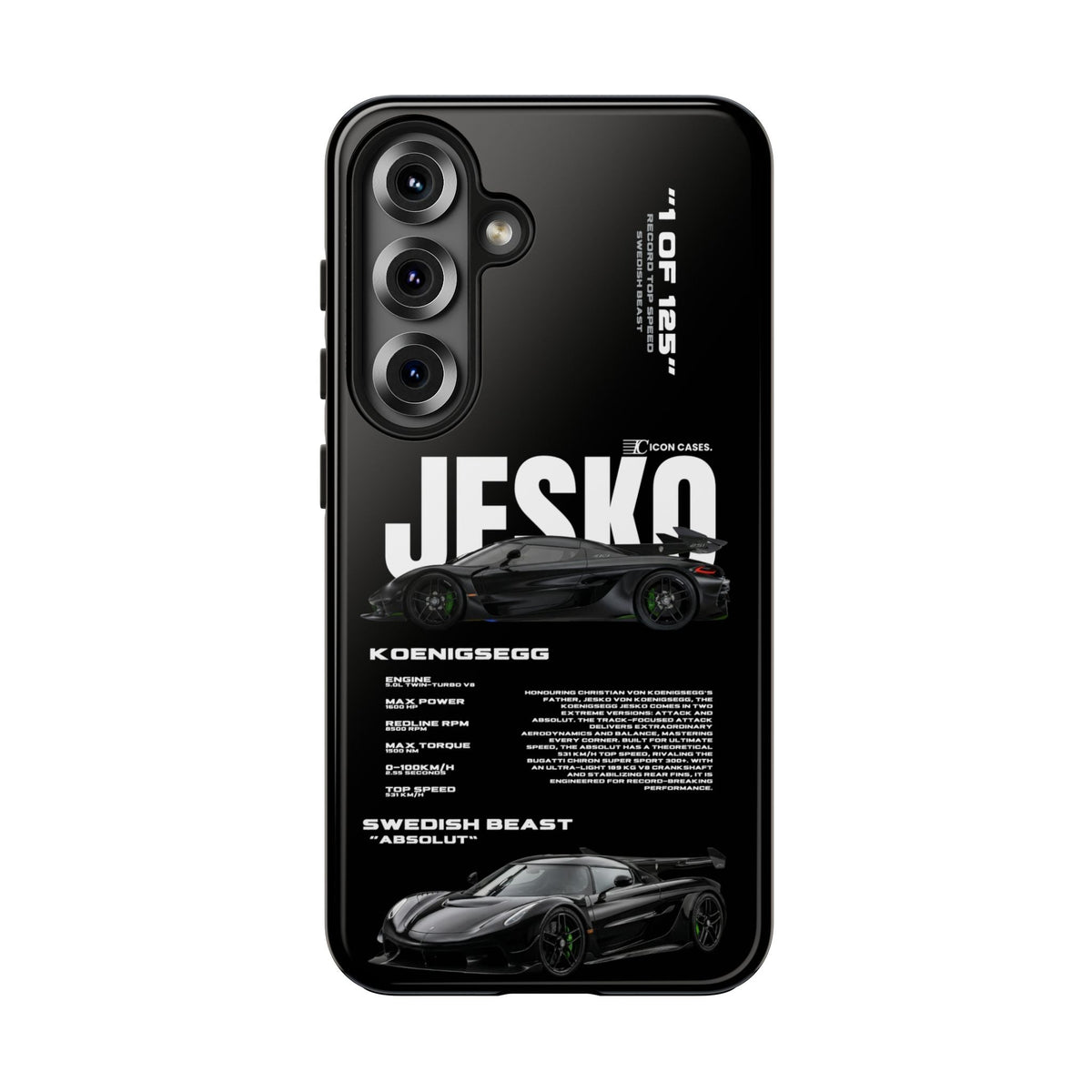 Koenigsegg Jesko Black Premium Tough Shining Phone Case (Double Layer) Available For All iPhone Models