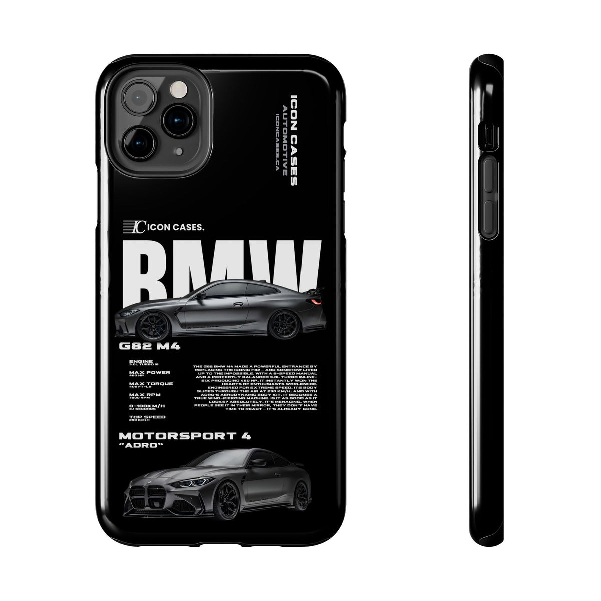 BMW M4 (G82) Black Premium Tough Shining Phone Case (Double Layer) Available For All iPhone Models