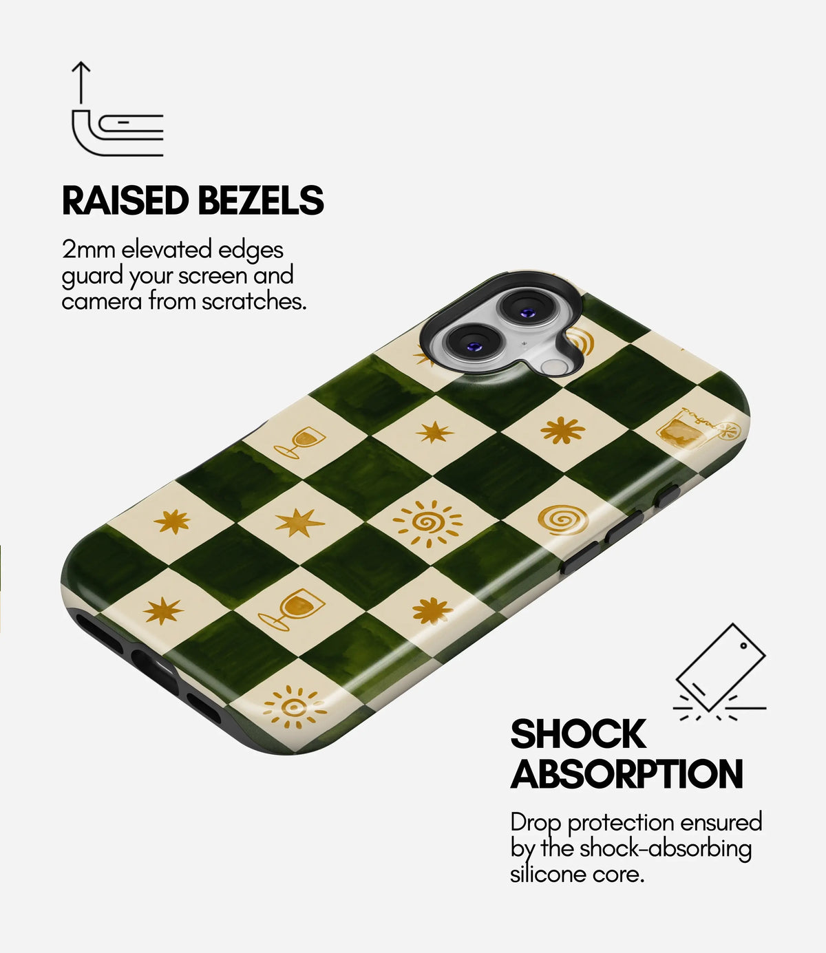 Palm & Citrus Grid Premium Tough Shining Phone Case (Double Layer) Available For All iPhone Models