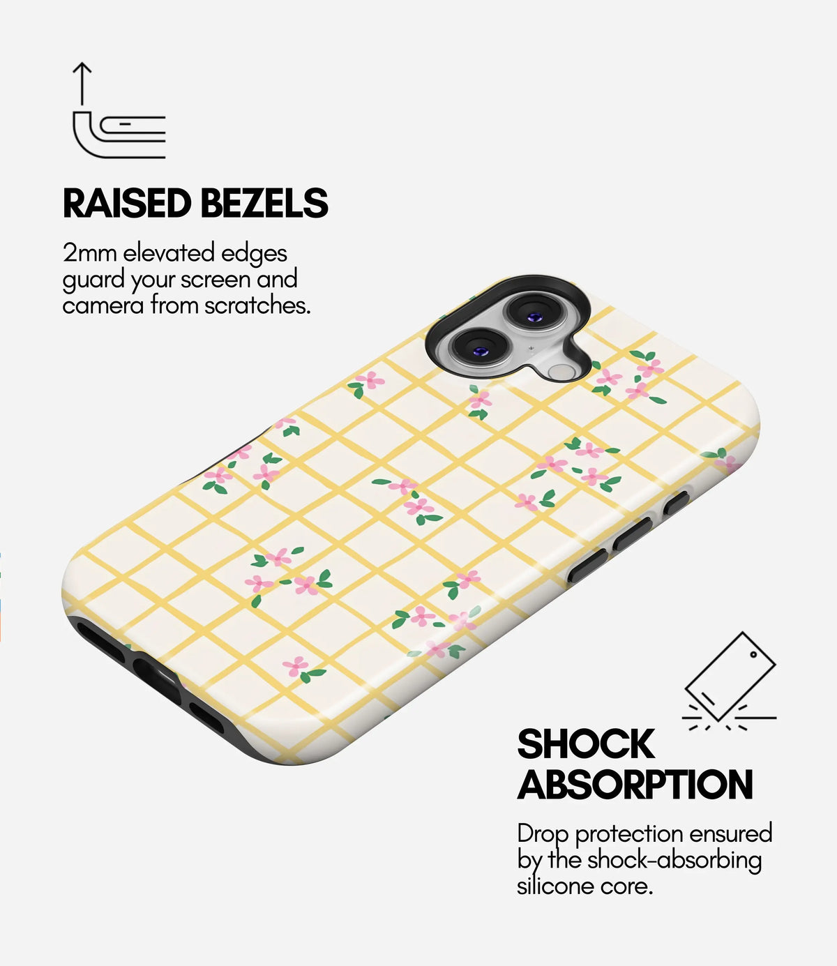 Daisy Picnic Check Premium Tough Shining Phone Case (Double Layer) Available For All iPhone Models
