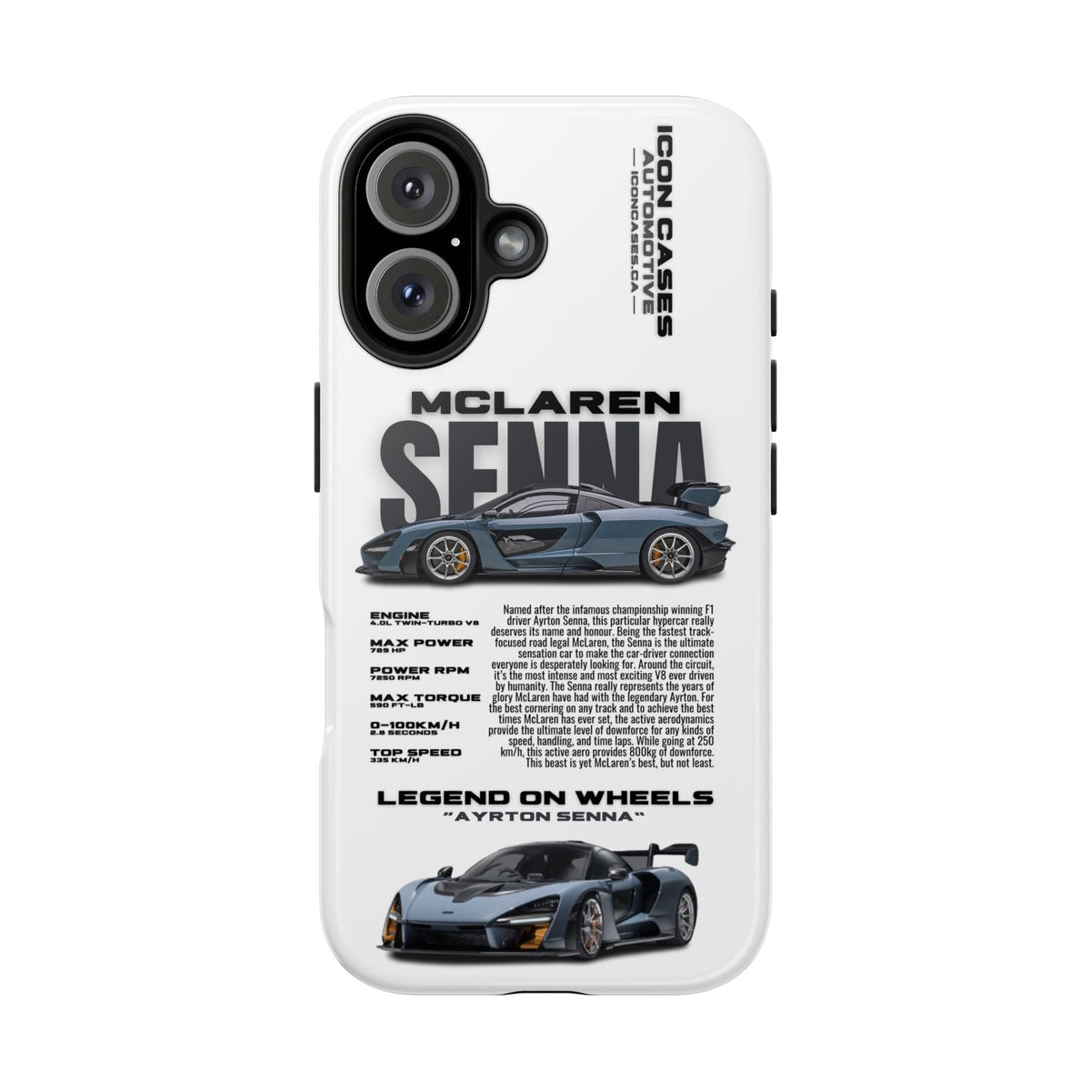 McLaren Senna White Premium Tough Shining Phone Case (Double Layer) Available For All iPhone Models