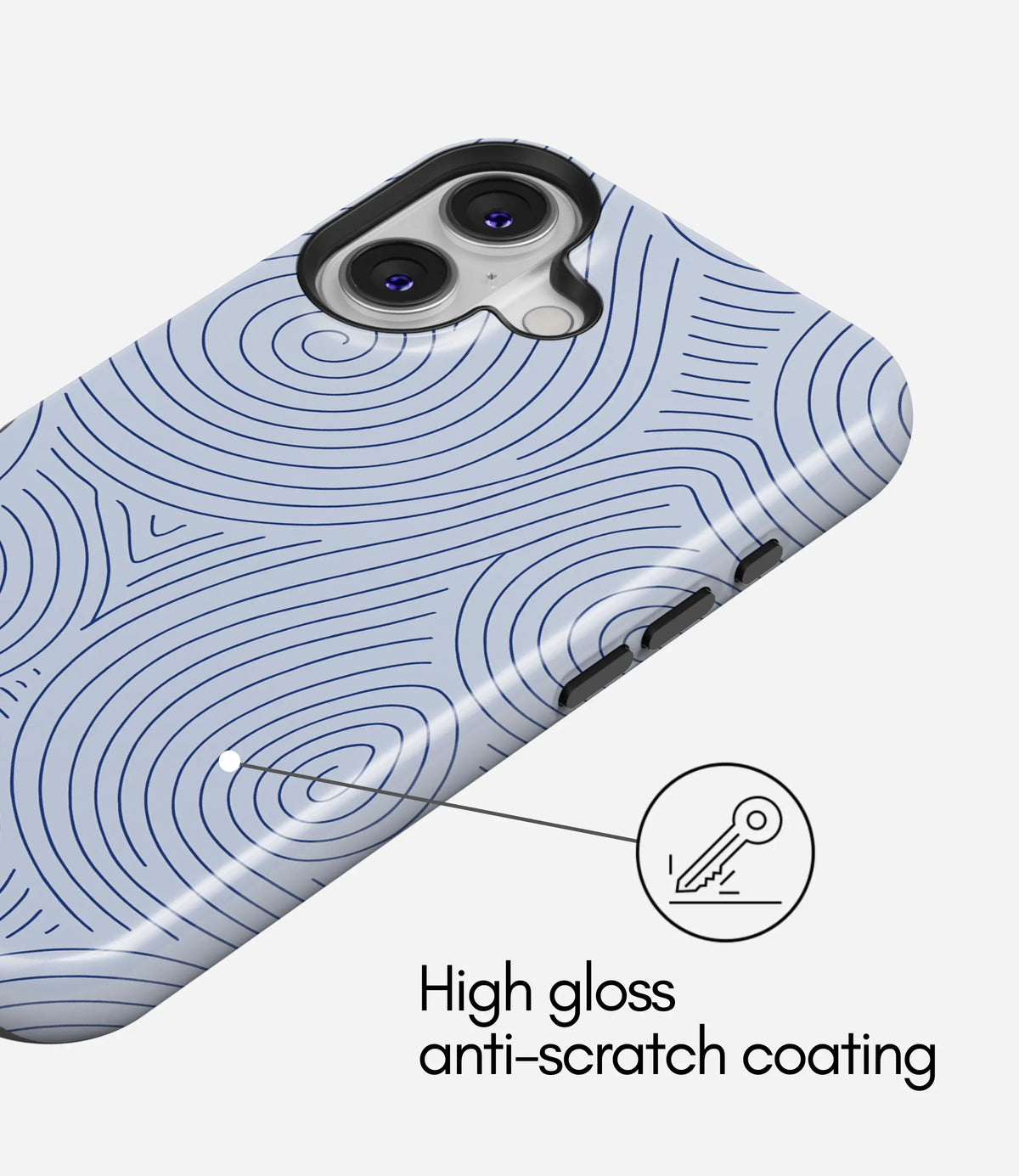Blue Spiral Lines Premium Tough Shining Phone Case (Double Layer) Available For All iPhone Models