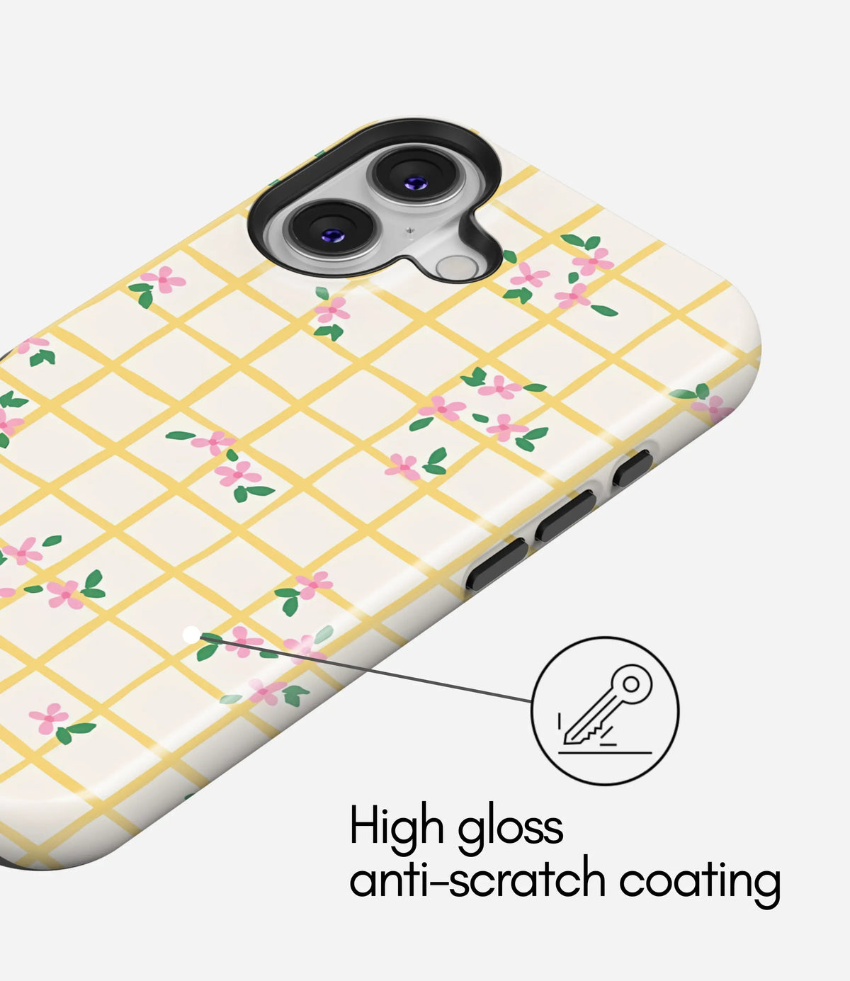 Daisy Picnic Check Premium Tough Shining Phone Case (Double Layer) Available For All iPhone Models