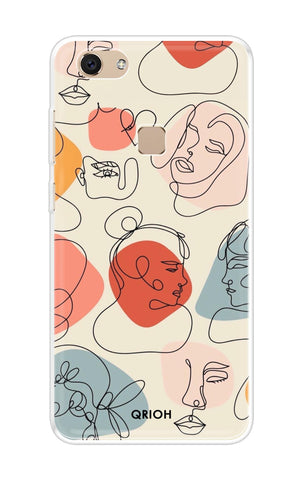 Abstract Faces Soft Cover for Vivo V7