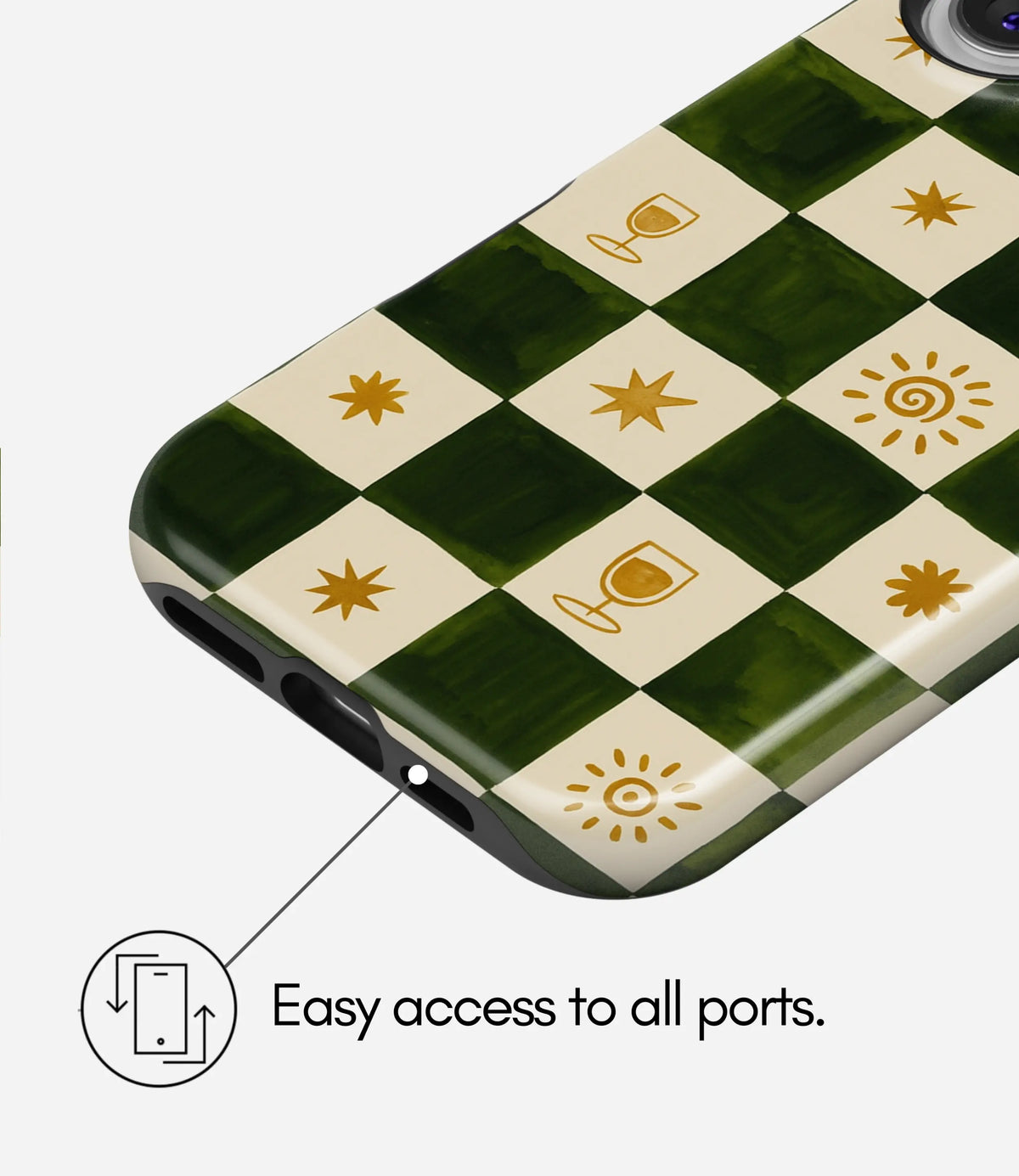 Palm & Citrus Grid Premium Tough Shining Phone Case (Double Layer) Available For All iPhone Models