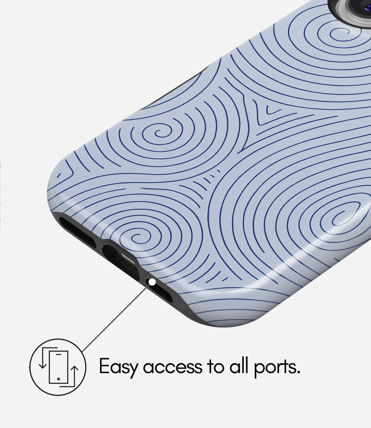 Blue Spiral Lines Premium Tough Shining Phone Case (Double Layer) Available For All iPhone Models