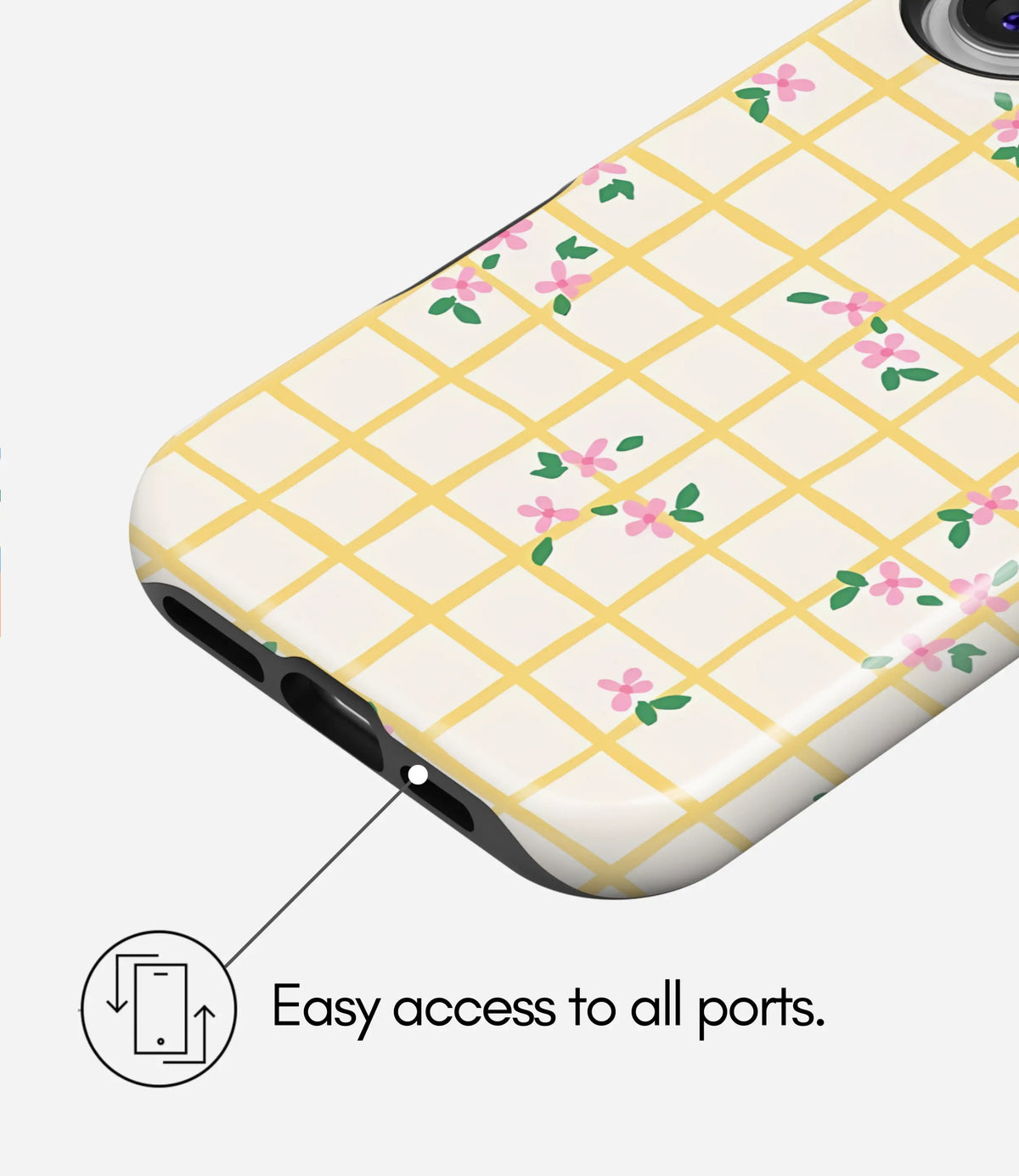 Daisy Picnic Check Premium Tough Shining Phone Case (Double Layer) Available For All iPhone Models