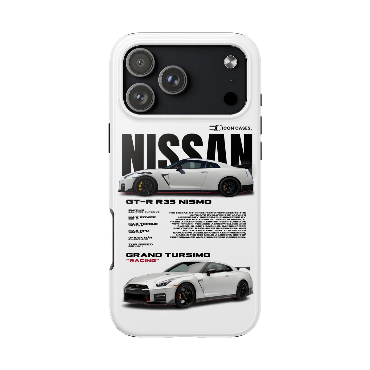 Nissan GT-R R35 White Premium Tough Shining Phone Case (Double Layer) Available For All iPhone Models