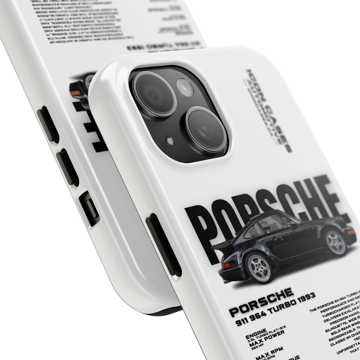 Porsche 911 (964) Turbo White Premium Tough Shining Phone Case (Double Layer) Available For All iPhone Models