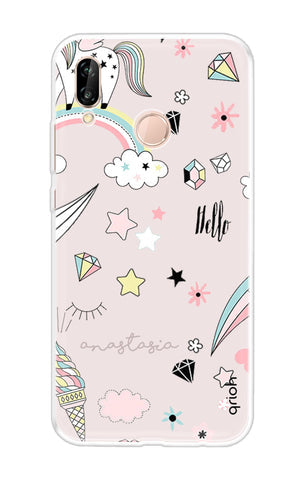 Unicorn Doodle Soft Cover For Huawei P20 Lite