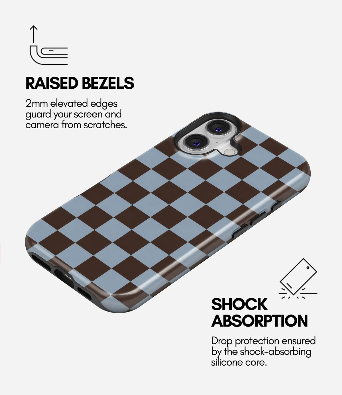 Mocha Sky Checker Premium Tough Shining Phone Case (Double Layer) Available For All iPhone Models