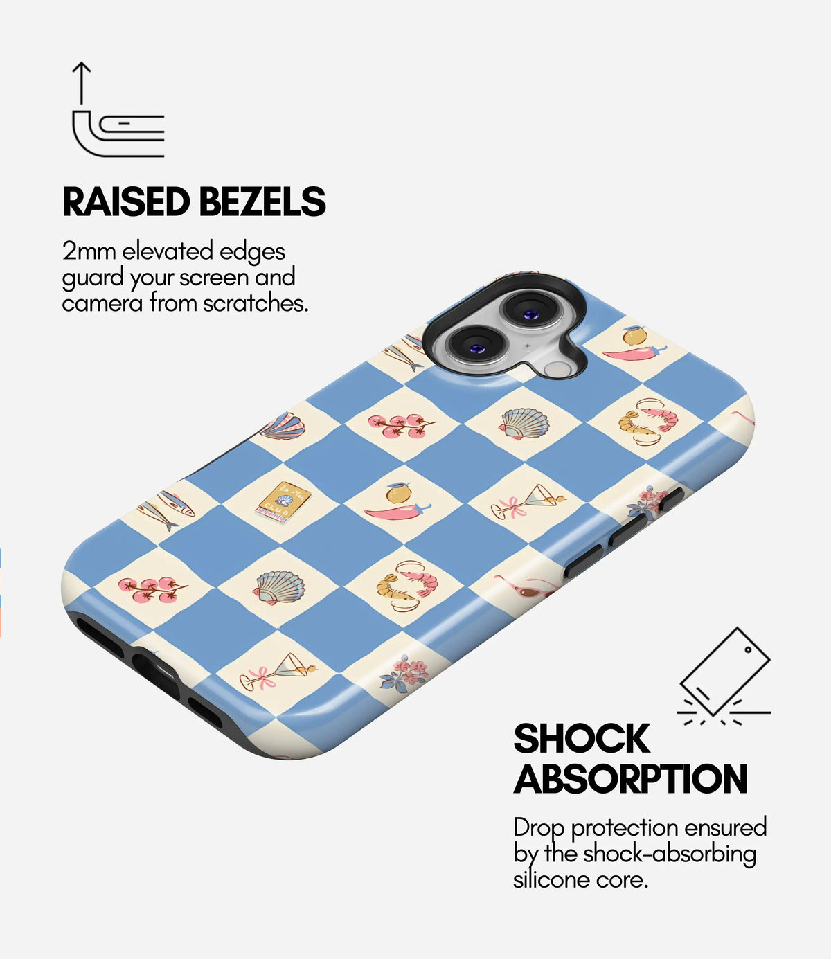 Coastal Gingham Club Premium Tough Shining Phone Case (Double Layer) Available For All iPhone Models