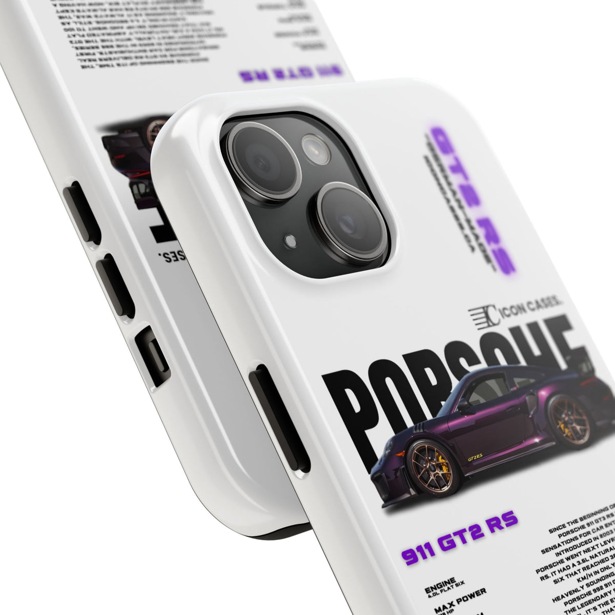 Porsche 911 GT2 RS Purple White Premium Tough Shining Phone Case (Double Layer) Available For All iPhone Models
