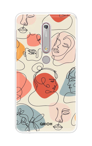 Abstract Faces Soft Cover for Nokia 6.1