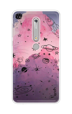 Space Doodles Art Soft Cover For Nokia 6.1