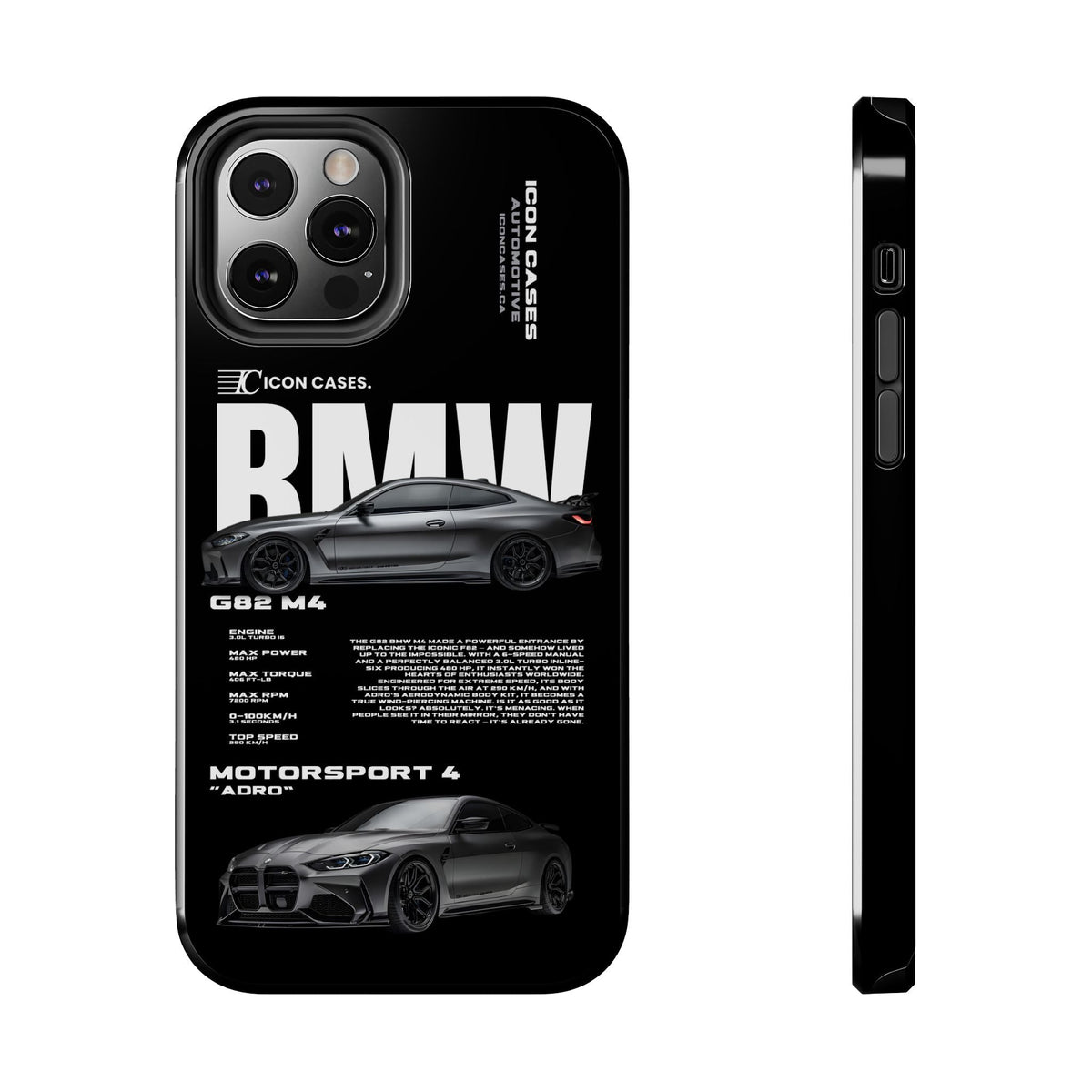 BMW M4 (G82) Black Premium Tough Shining Phone Case (Double Layer) Available For All iPhone Models