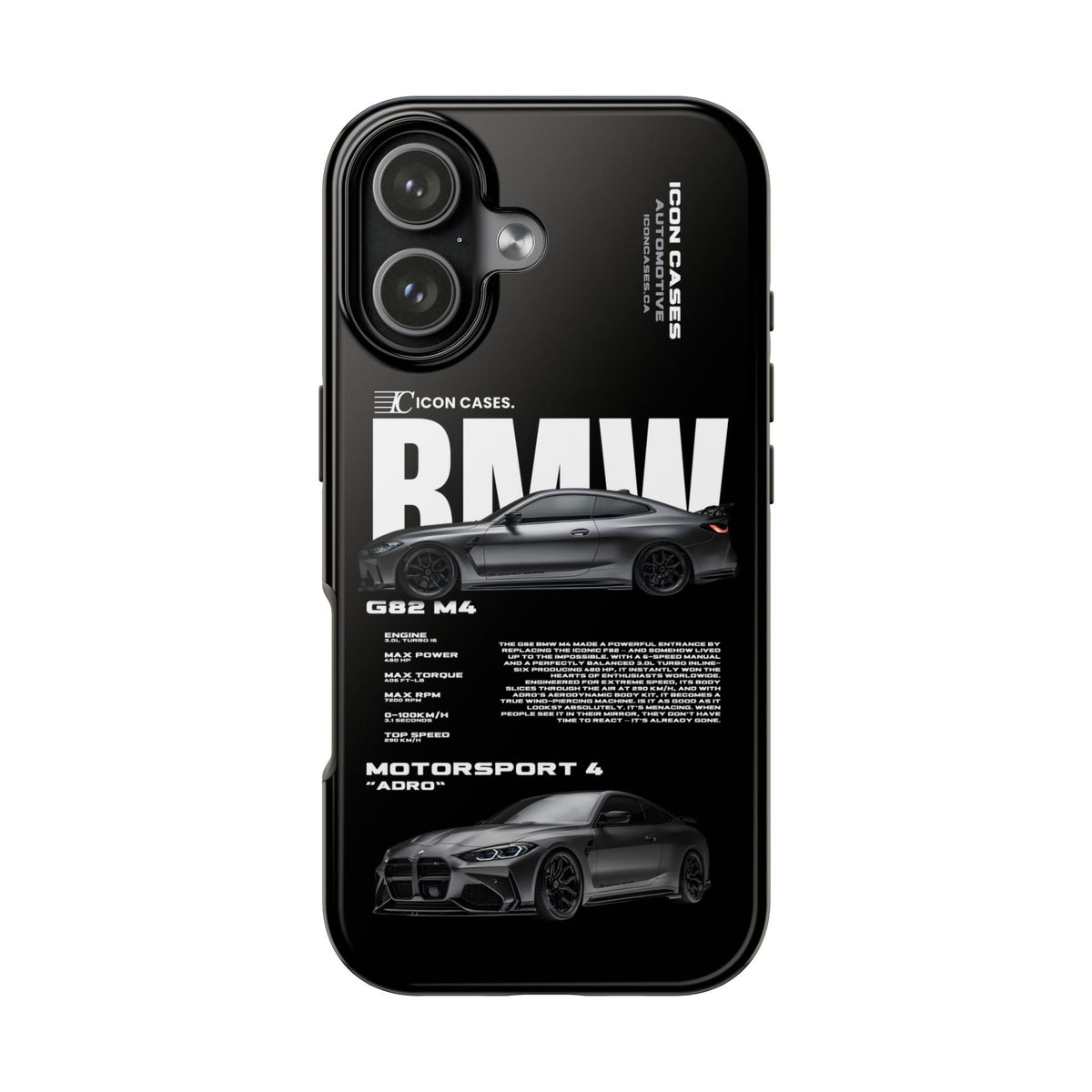 BMW M4 (G82) Black Premium Tough Shining Phone Case (Double Layer) Available For All iPhone Models