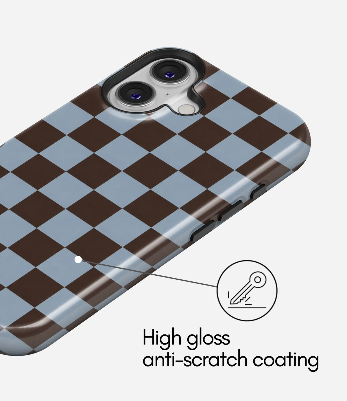 Mocha Sky Checker Premium Tough Shining Phone Case (Double Layer) Available For All iPhone Models