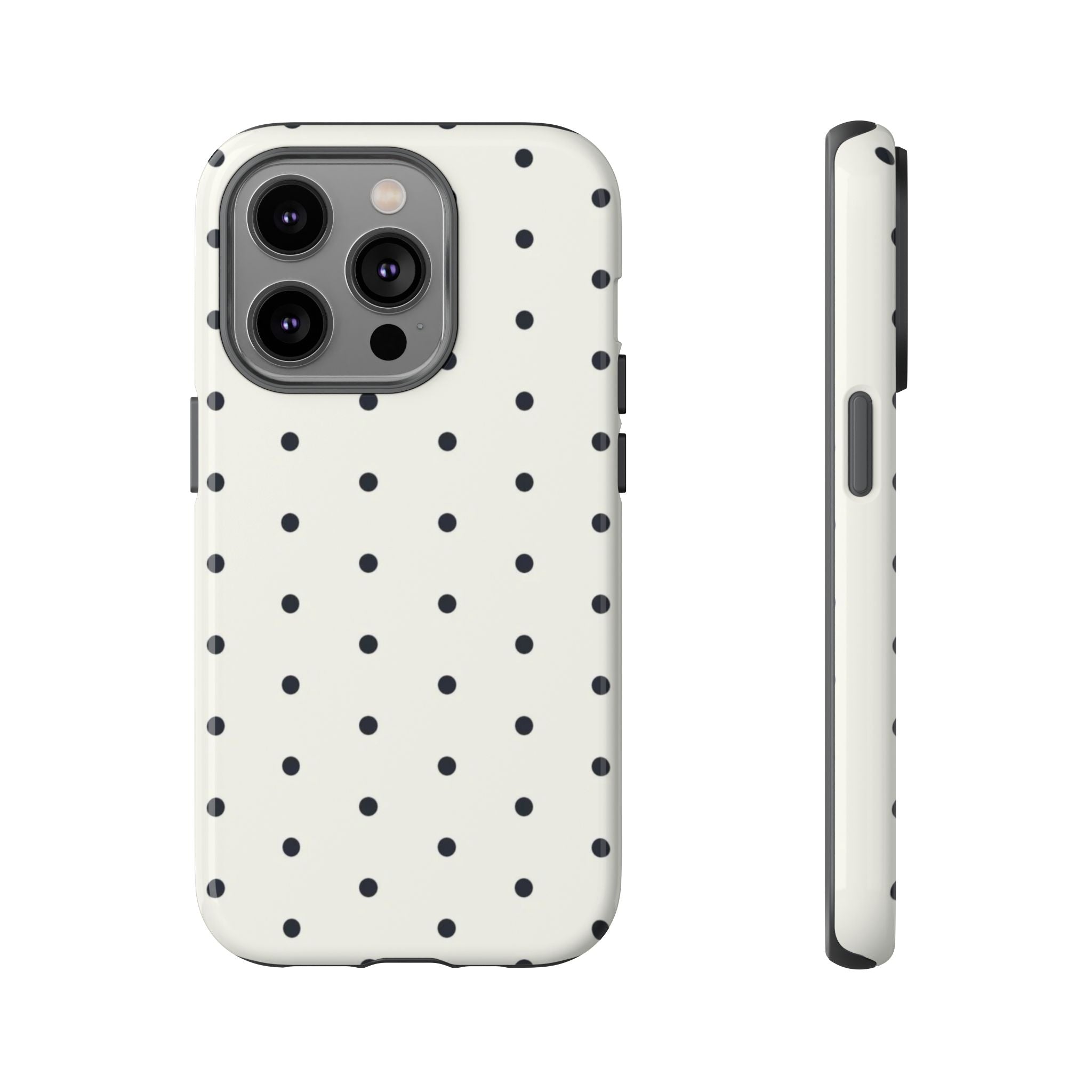 White Polka Dots Tough Case  Available For All iPhone Models