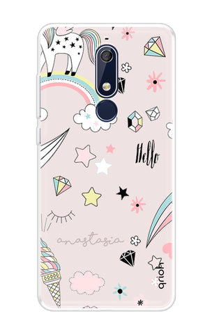 Unicorn Doodle Soft Cover For Nokia 5.1