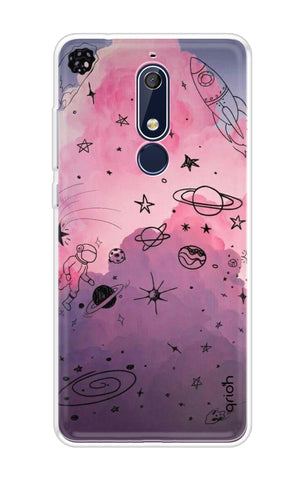 Space Doodles Art Soft Cover For Nokia 5.1
