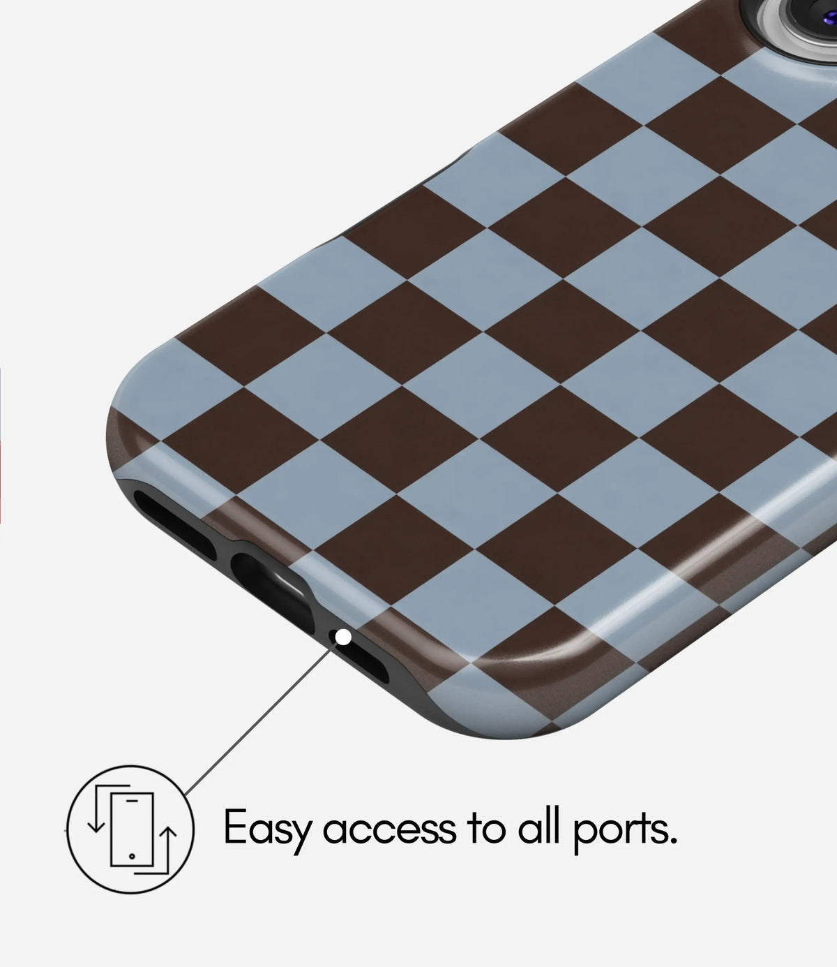 Mocha Sky Checker Premium Tough Shining Phone Case (Double Layer) Available For All iPhone Models