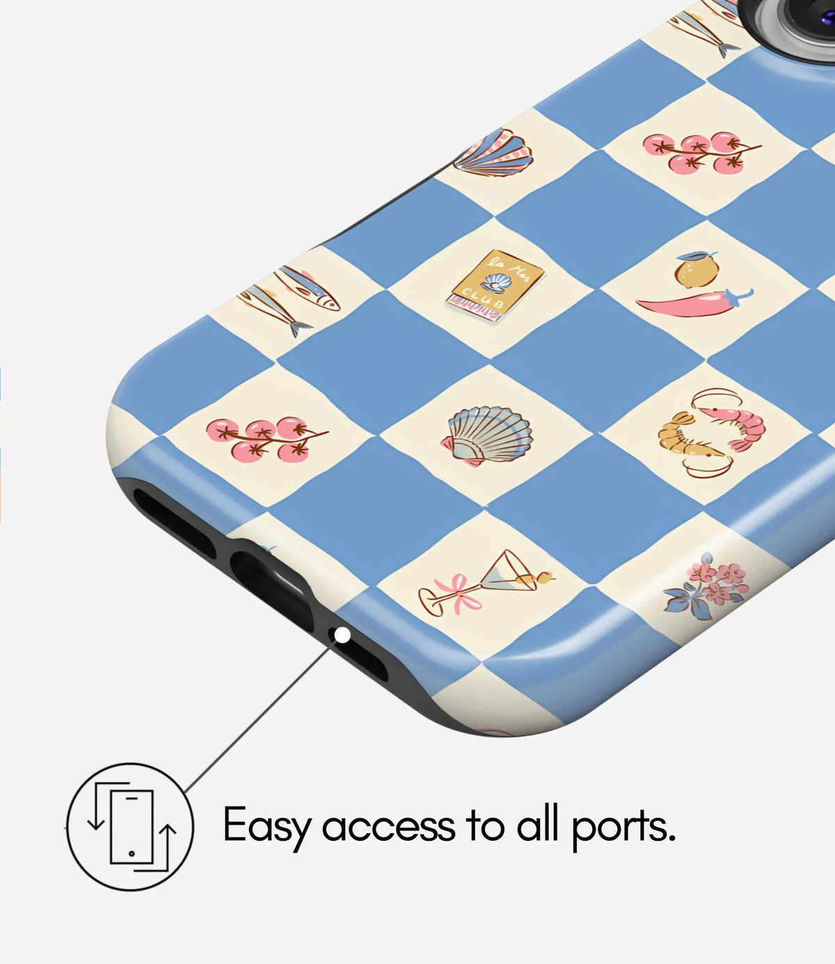 Coastal Gingham Club Premium Tough Shining Phone Case (Double Layer) Available For All iPhone Models