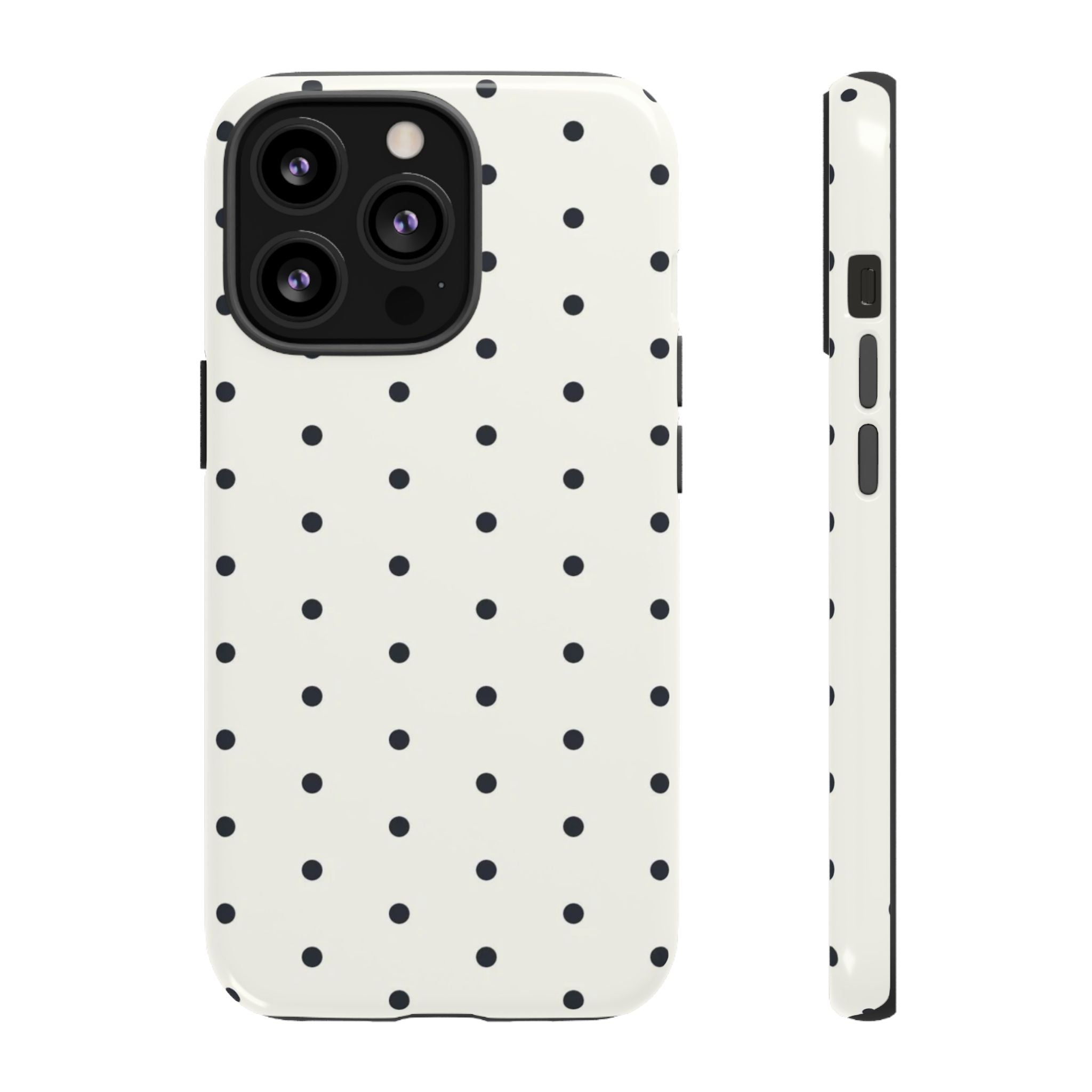 White Polka Dots Tough Case  Available For All iPhone Models