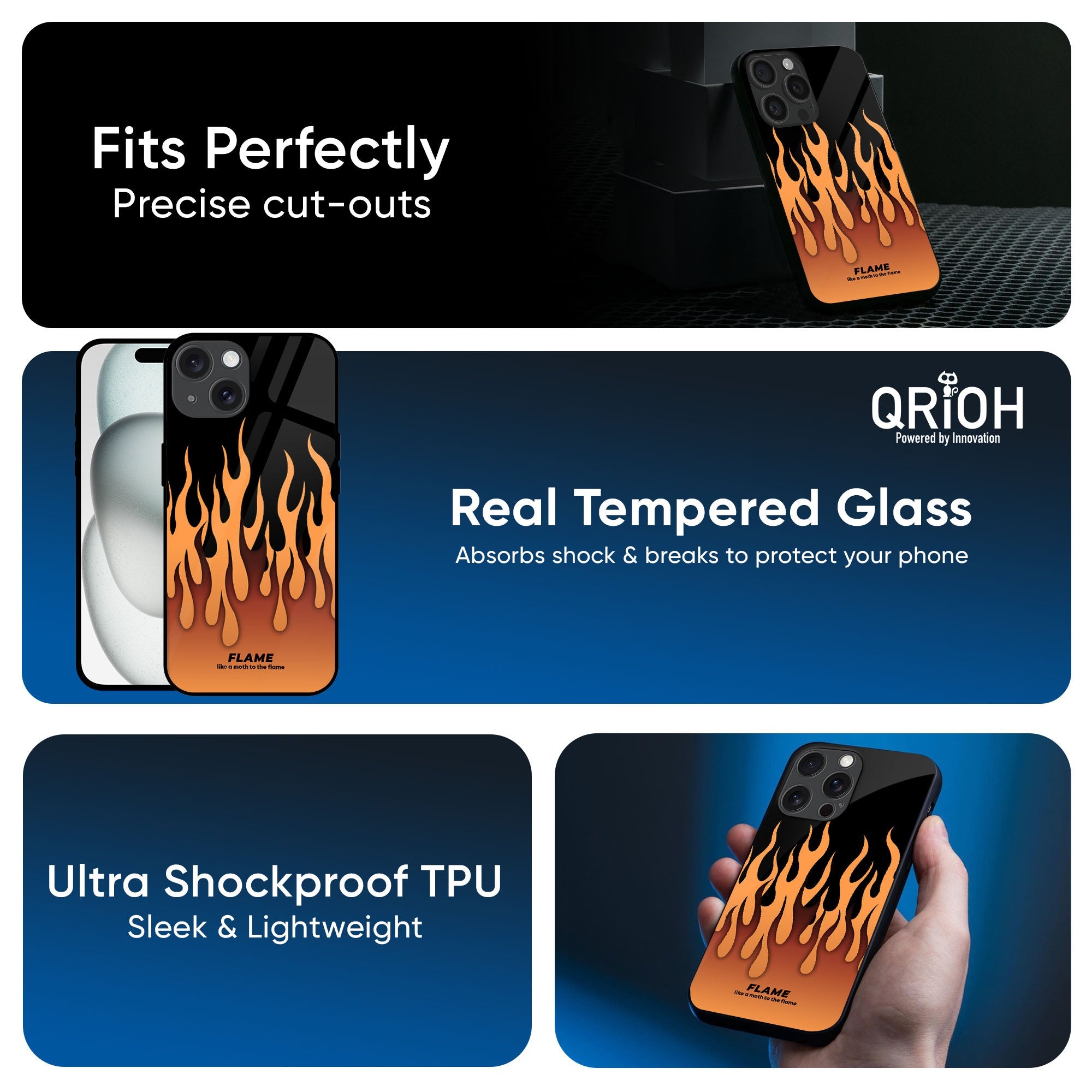 Fire Flame Glass Case for iPhone 17 Pro Max