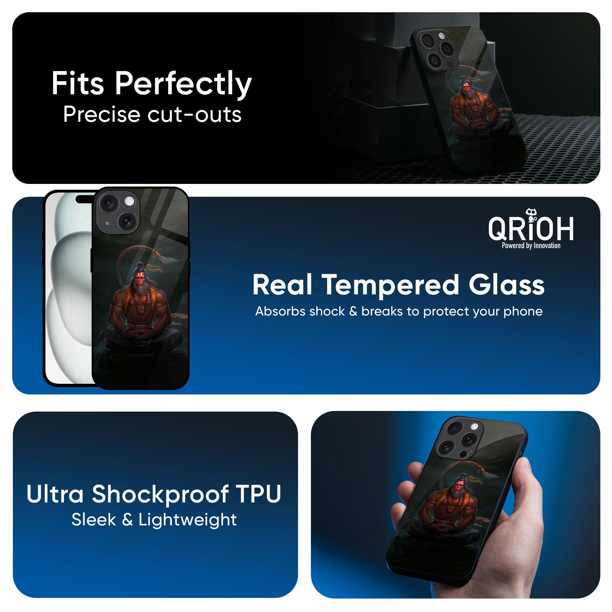 Lord Hanuman Animated Glass Case for iPhone 17 Pro Max