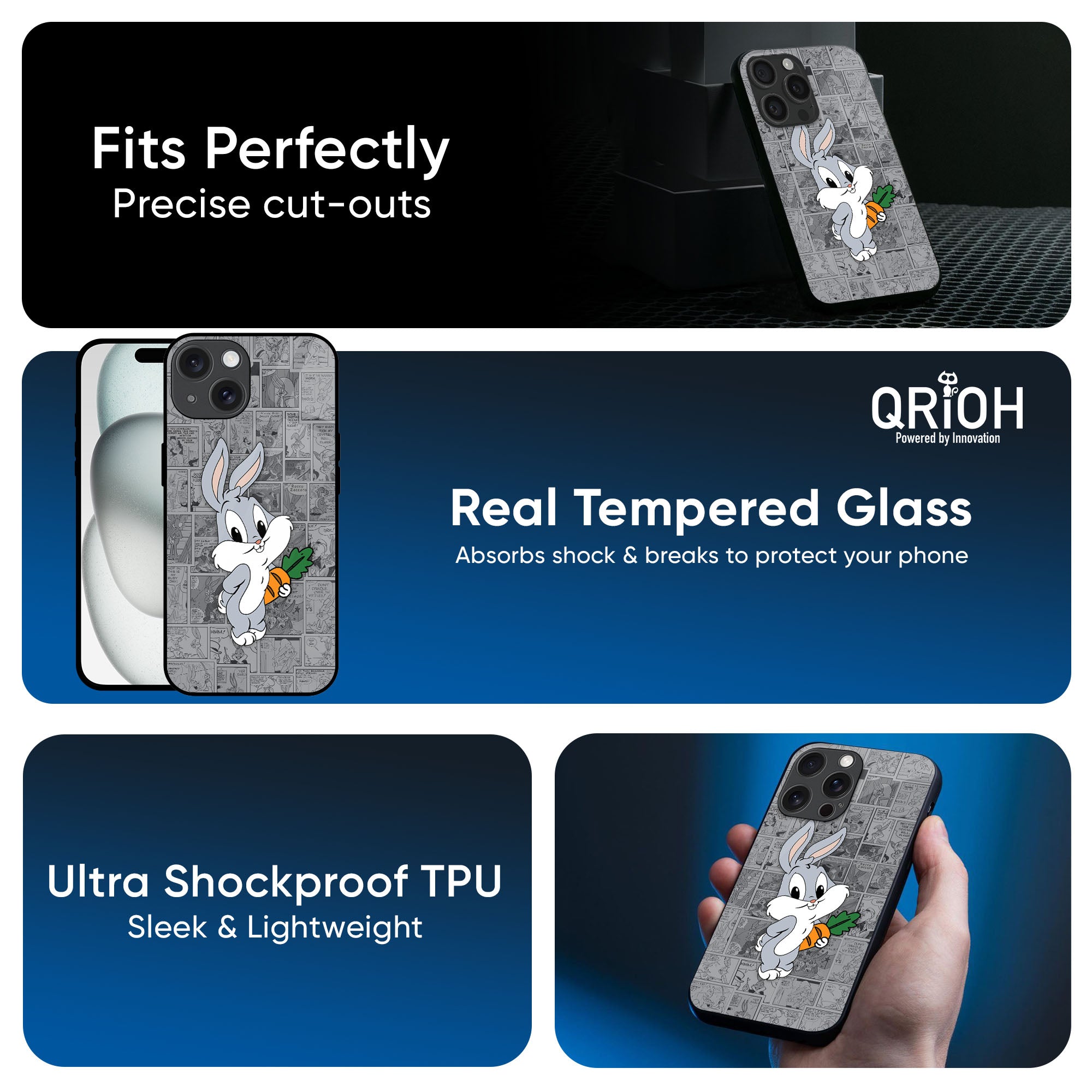 Cute Baby Bunny Glass Case for iPhone 17 Pro Max