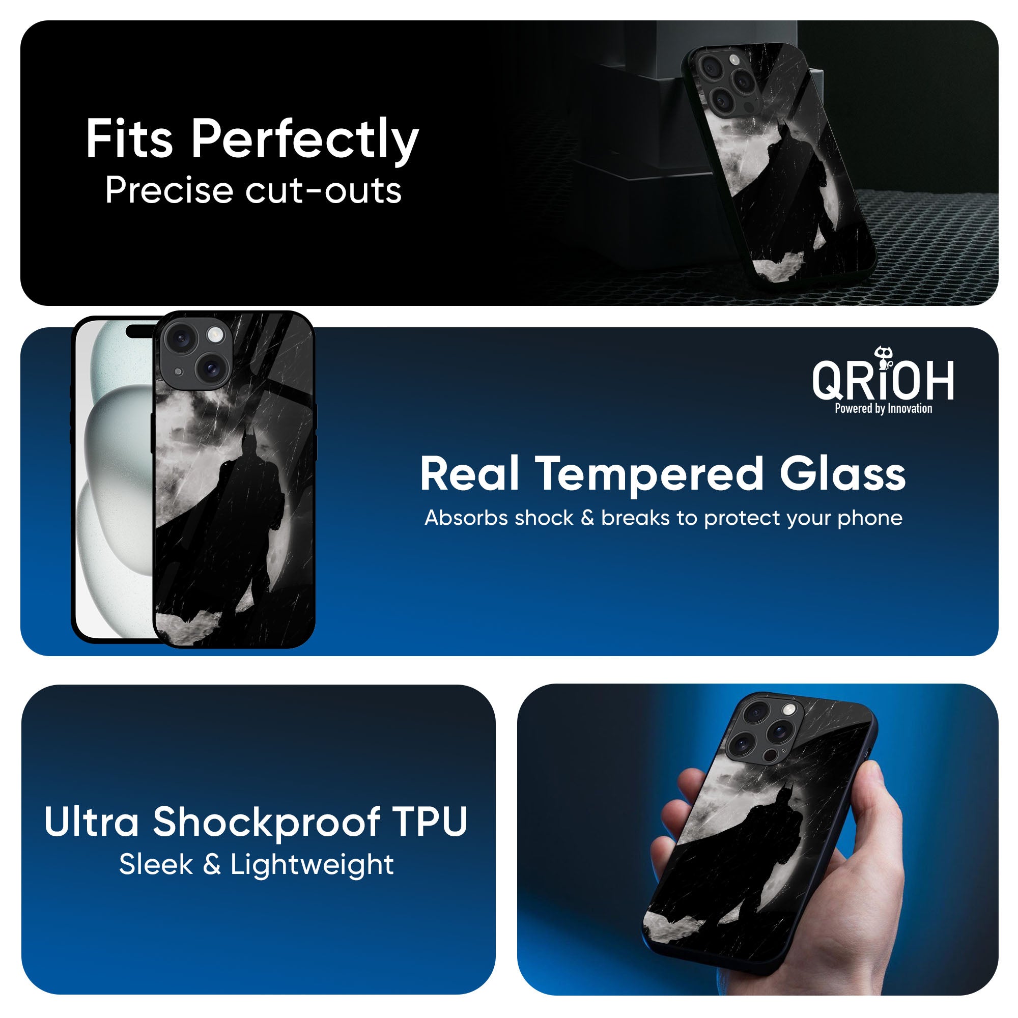 Dark Warrior Hero Glass Case for iPhone 17 Pro Max
